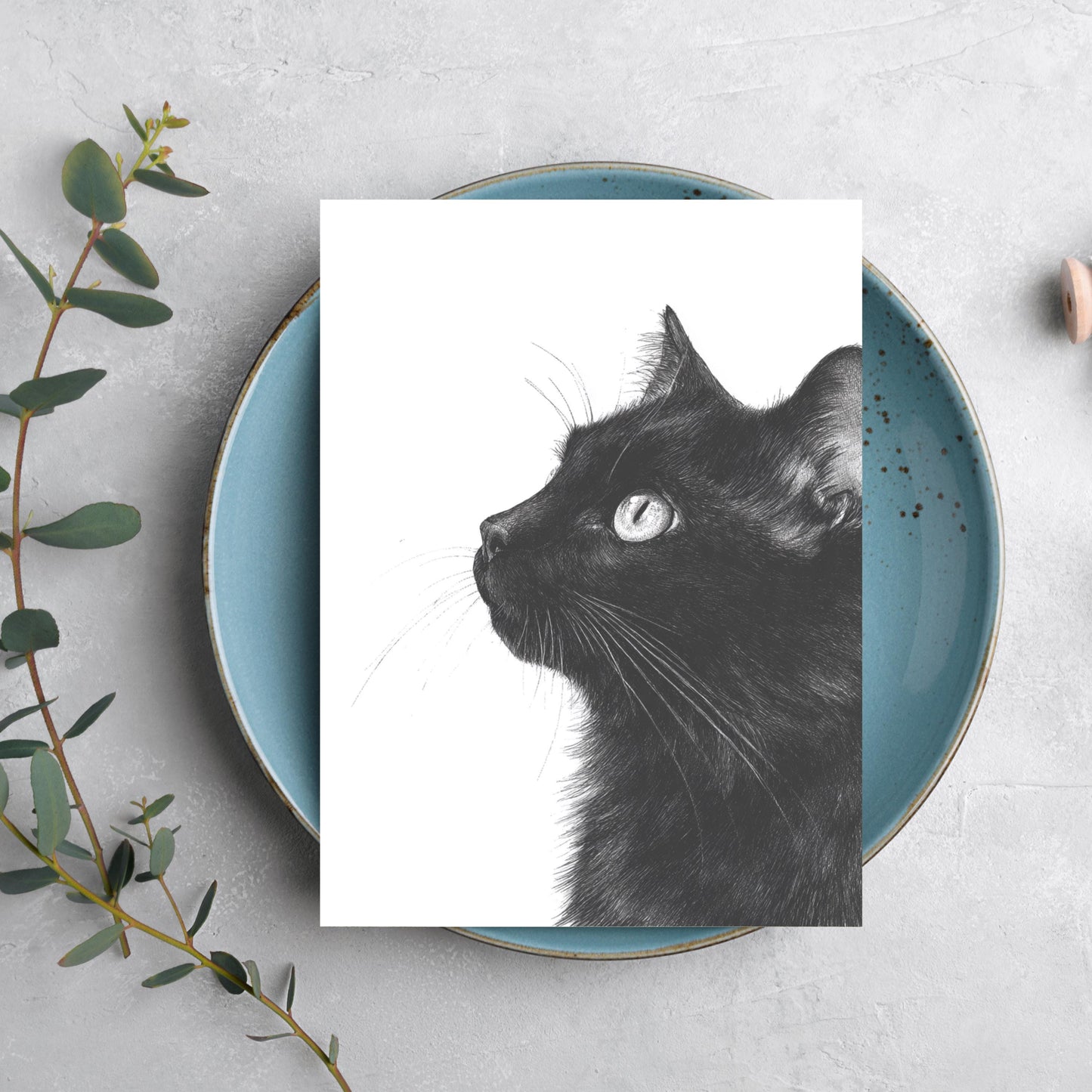 Black Cat Watercolor Greeting Card