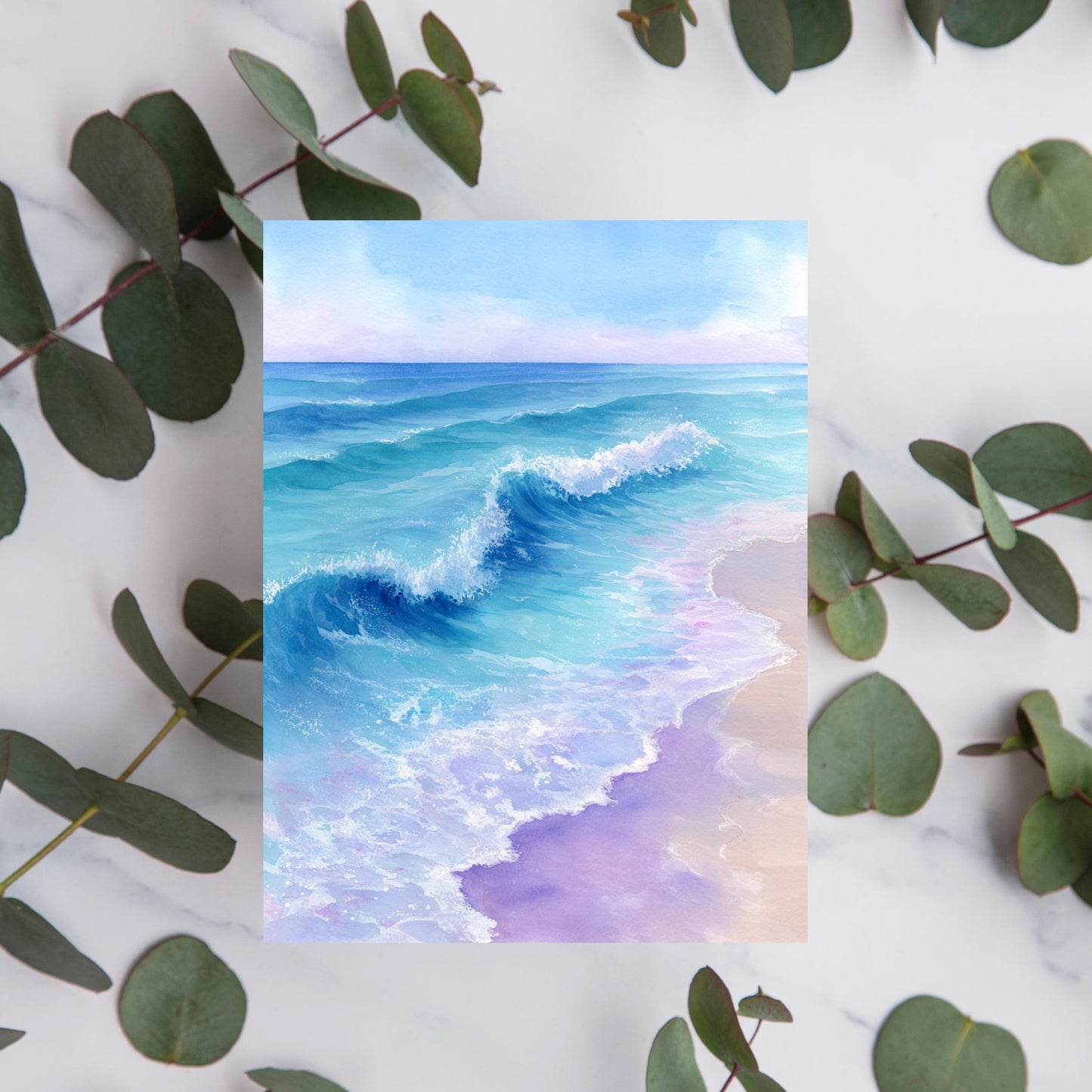 Calm Ocean Watercolor Card