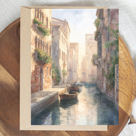 Watercolor Venice Canal Greeting Card