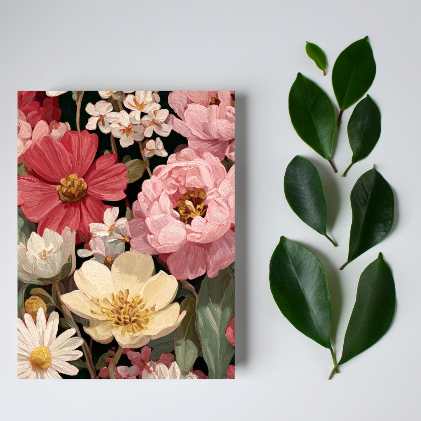 Painted Peony & Dahlia Greeting Card
