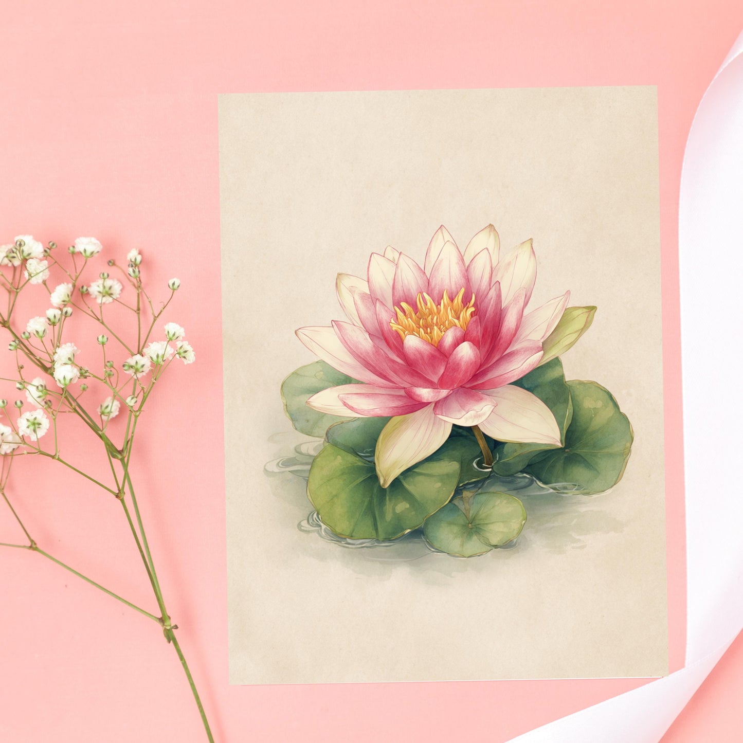 Watercolor Water Lily Greeting Card