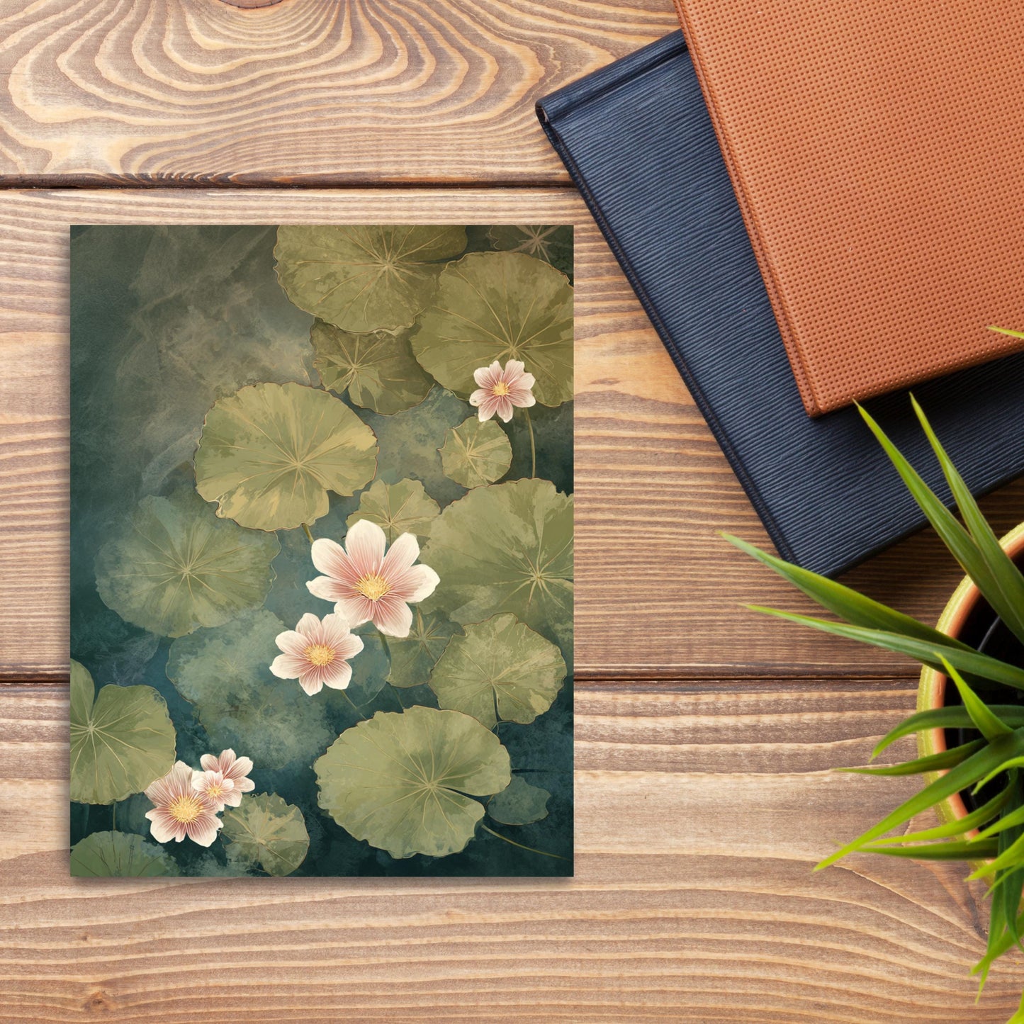 Moody Botanical Water Lily Greeting Card