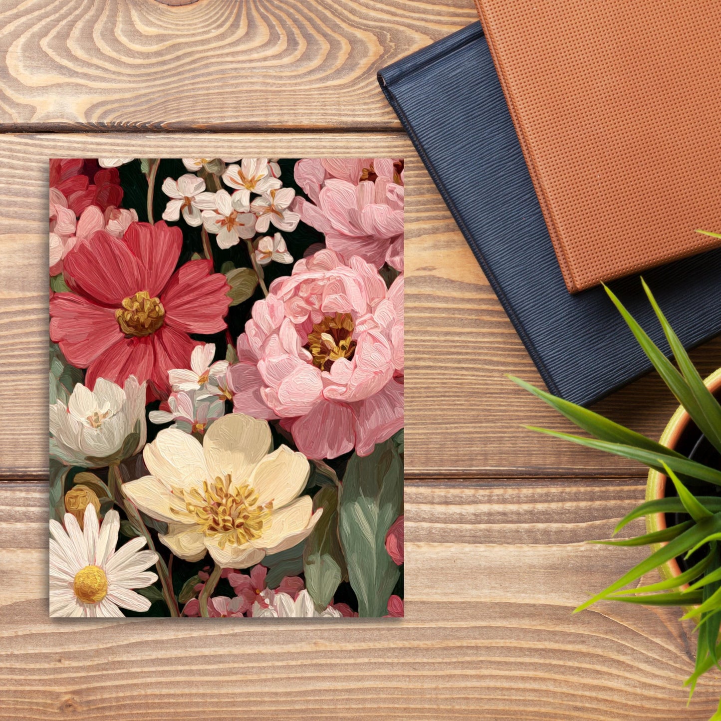 Painted Peony & Dahlia Greeting Card
