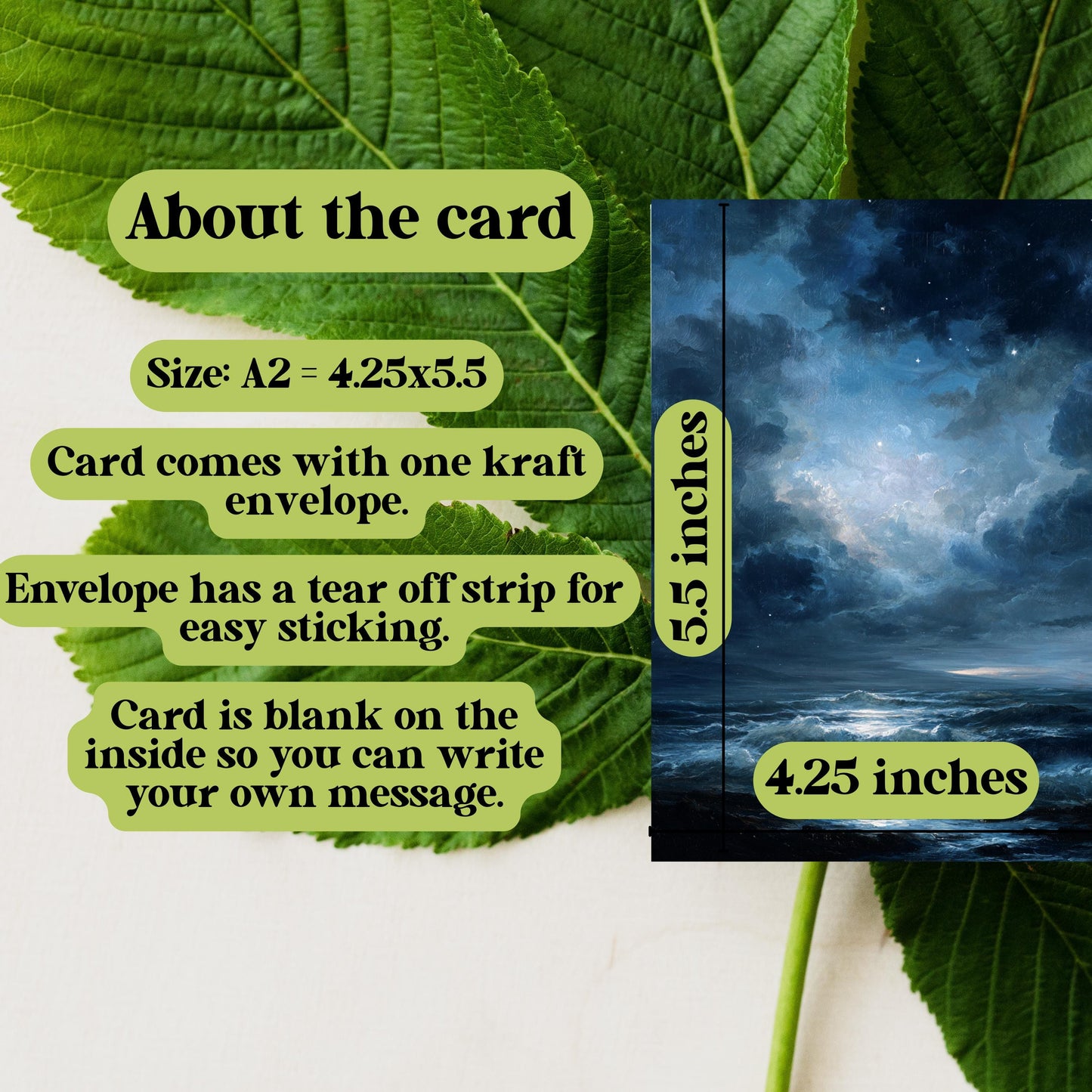 Moody Ocean Night Sky Greeting Card