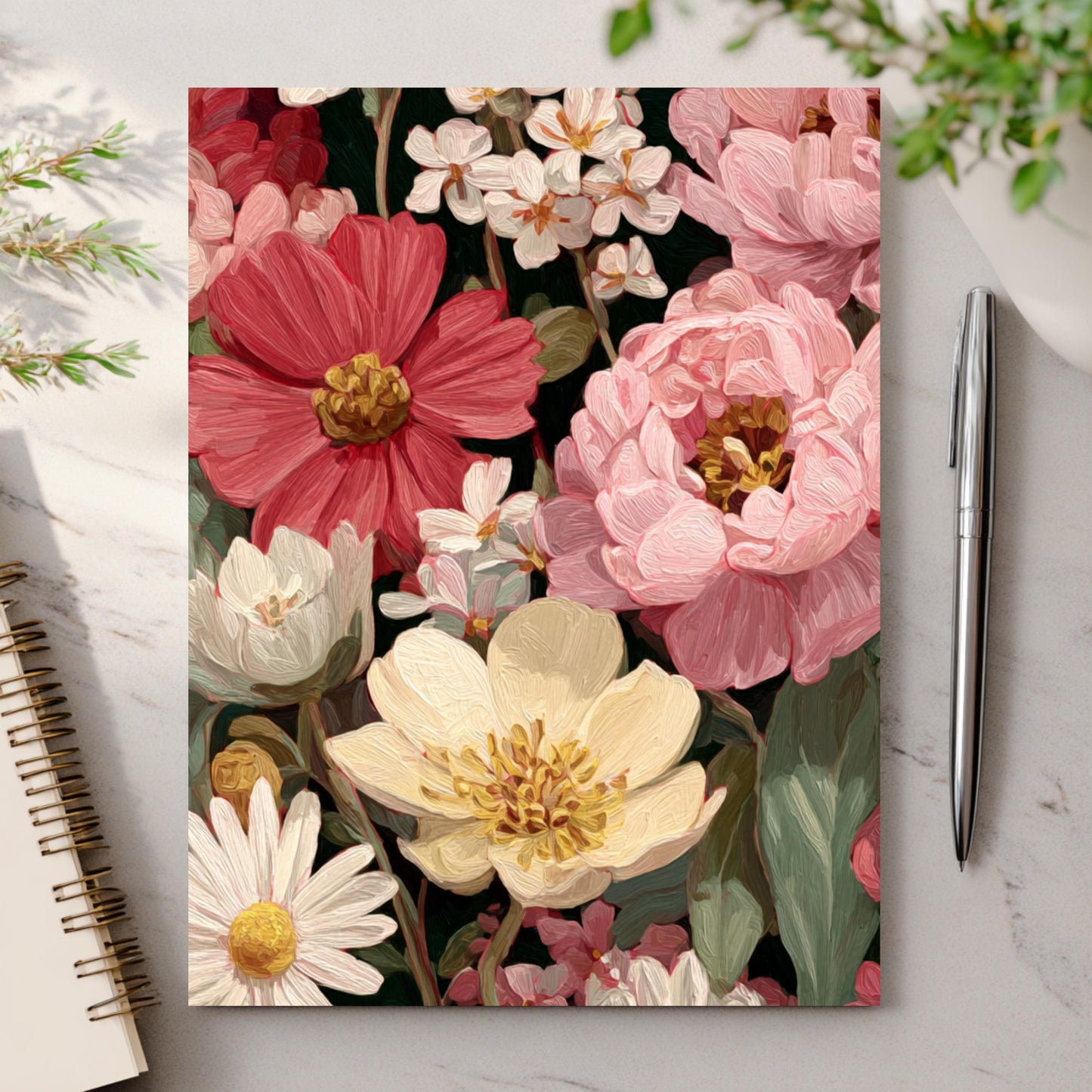 Painted Peony & Dahlia Greeting Card