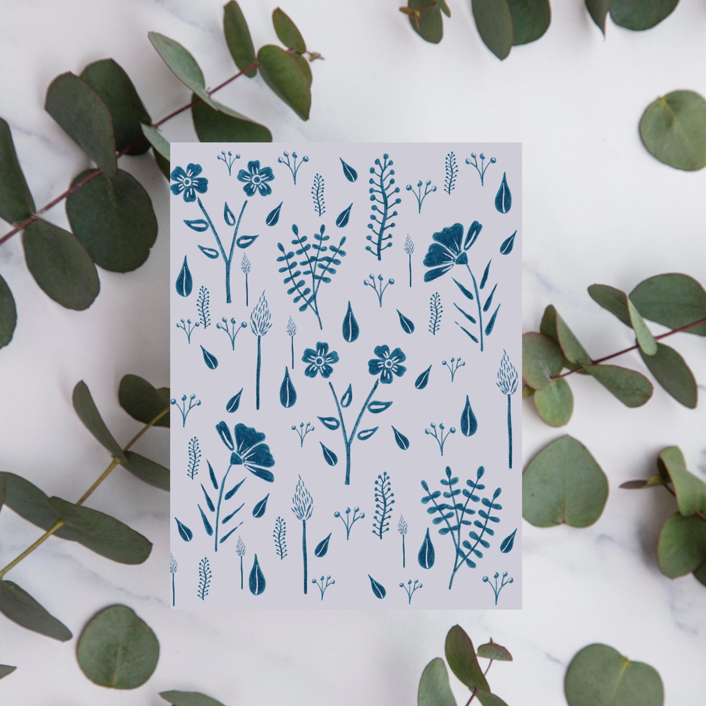 Blue Botanical Greeting Card