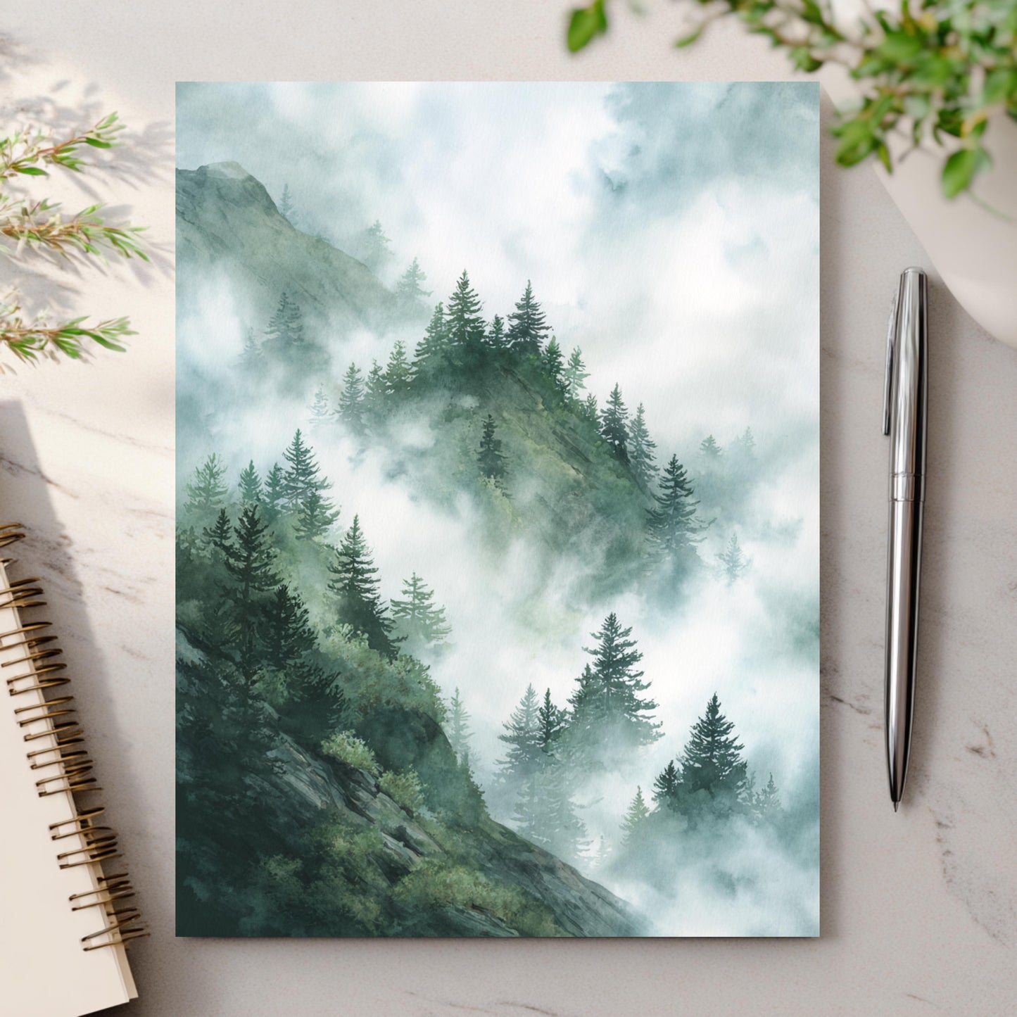Misty Mountain Pine Tree Greeting Card