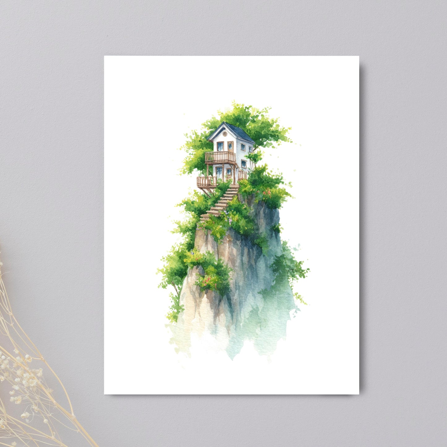 New Home Card - Watercolor Mountain House