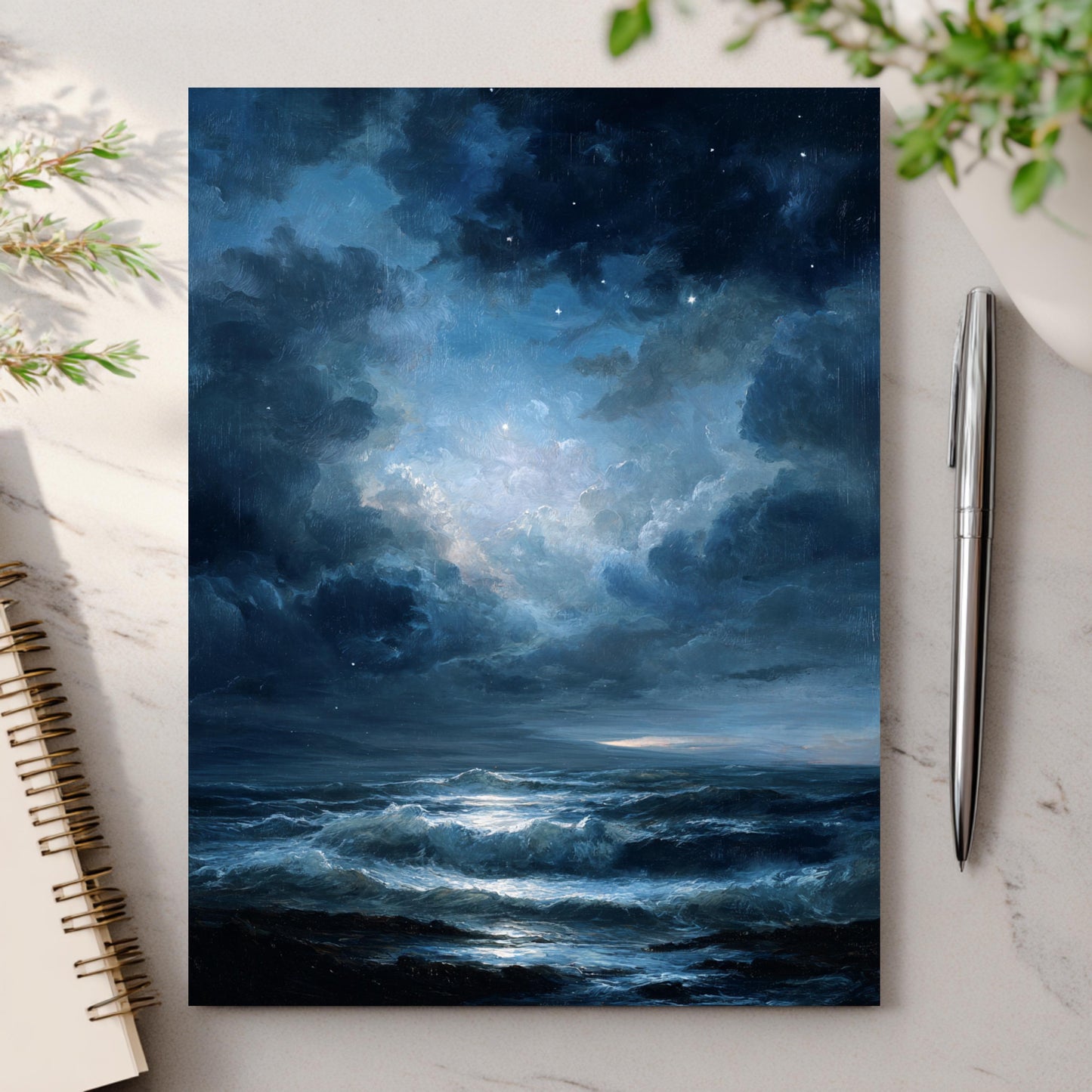 Moody Ocean Night Sky Greeting Card