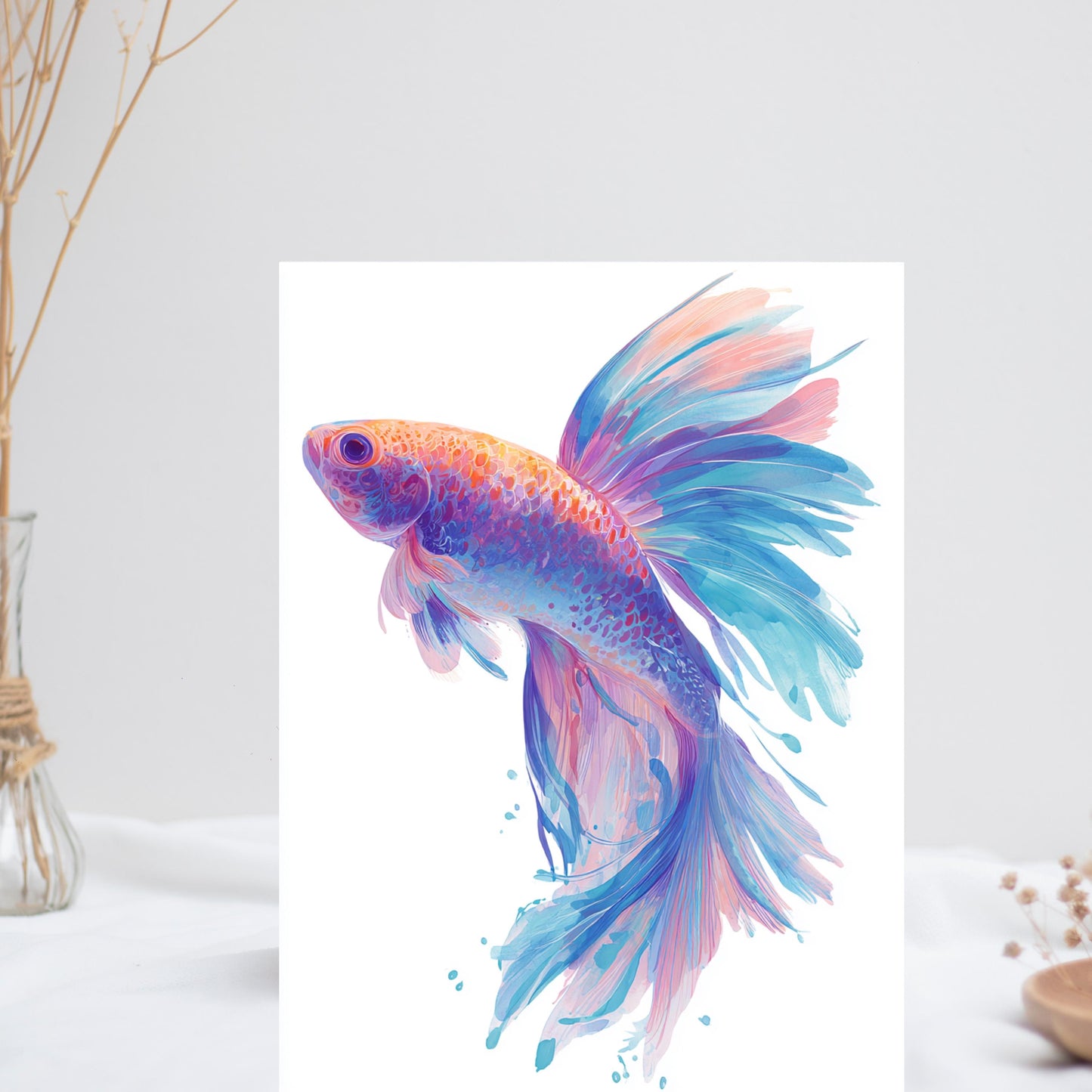 Watercolor Beta Fish Greeting Card