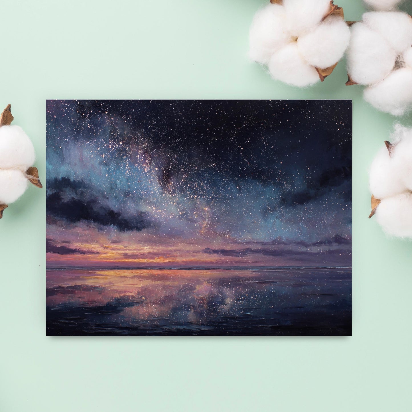 Starry Sunset Ocean Greeting Card