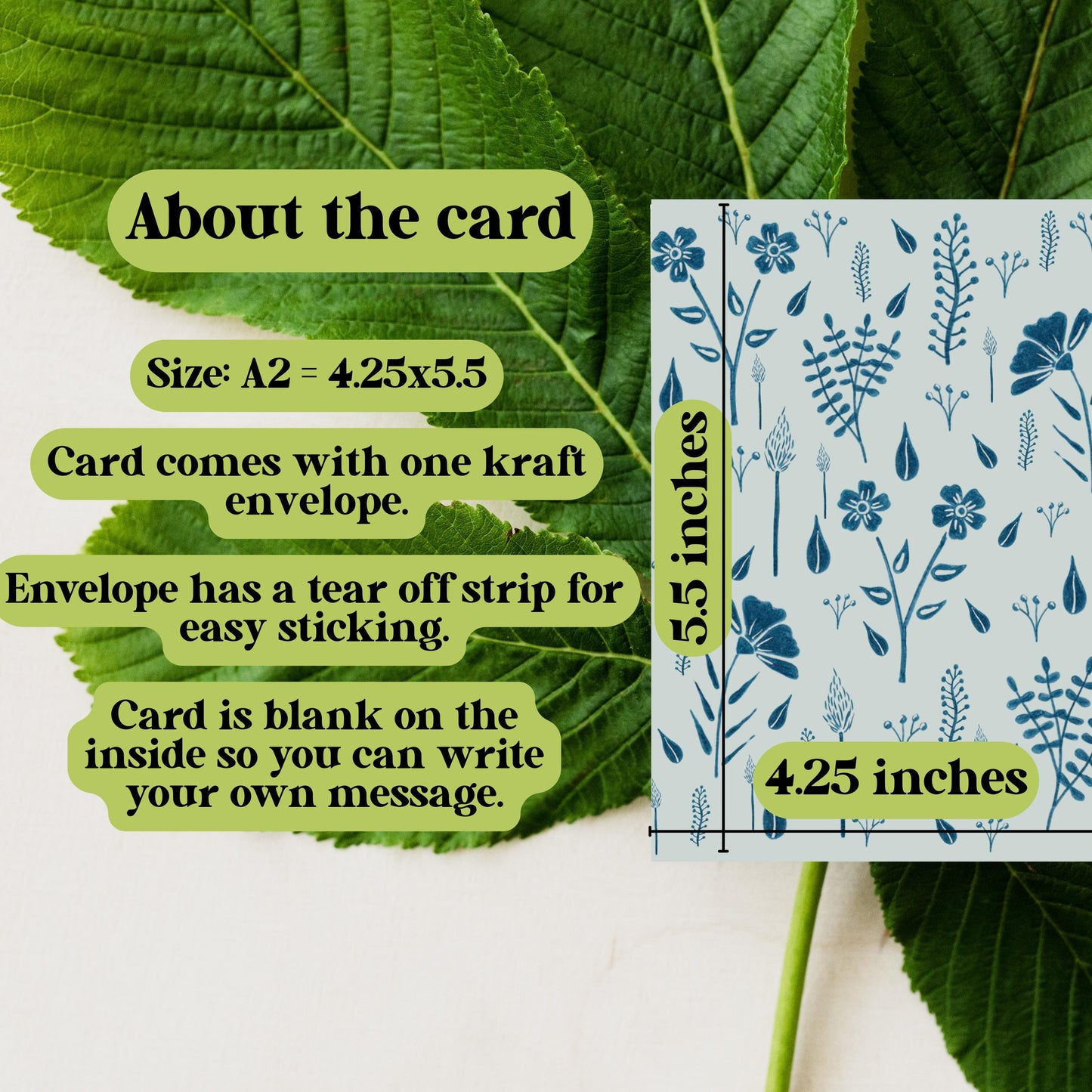 Blue Botanical Greeting Card