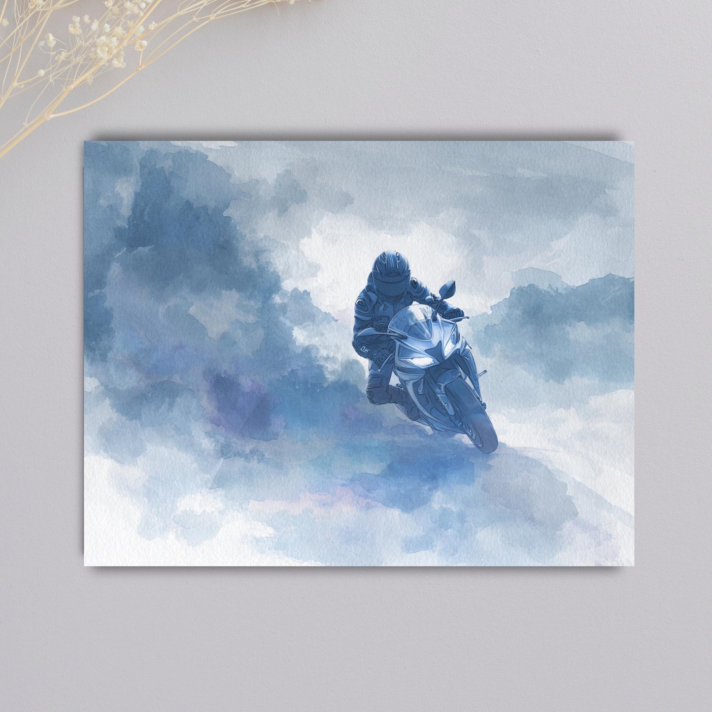Motorcycle Rider Watercolor Design