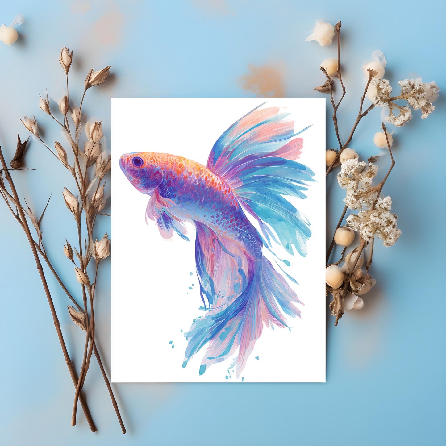 Watercolor Beta Fish Greeting Card