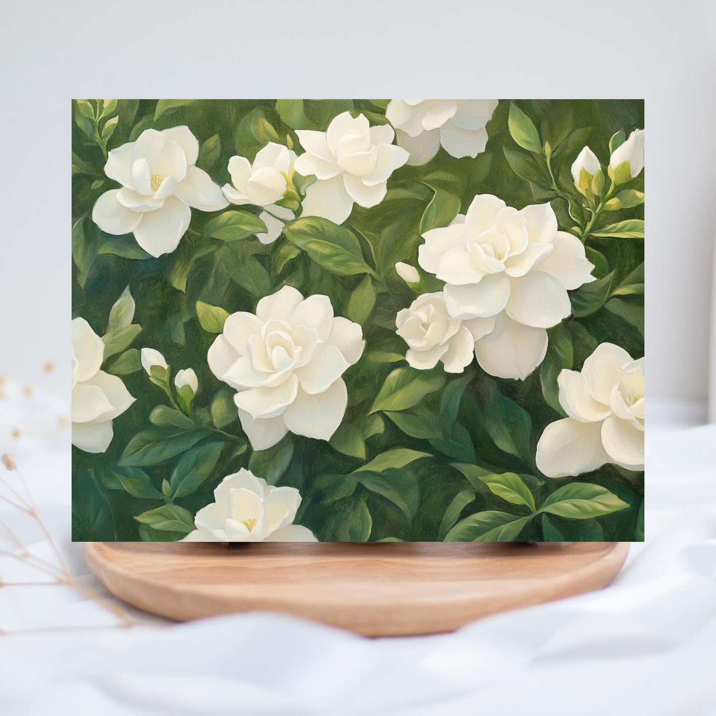 White Gardenia Floral Greeting Card