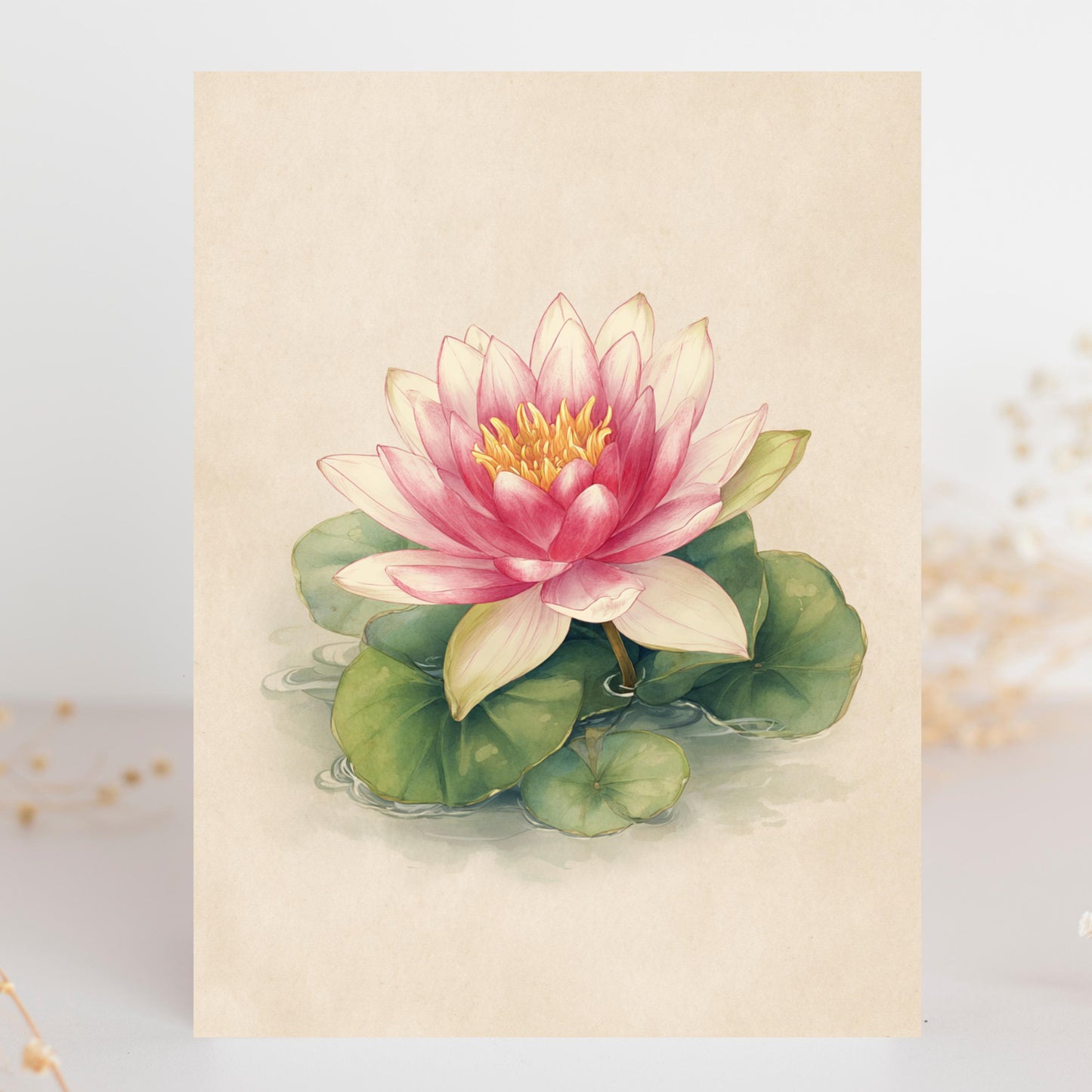 Watercolor Water Lily Greeting Card