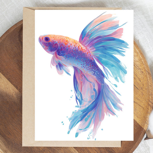 Watercolor Beta Fish Greeting Card