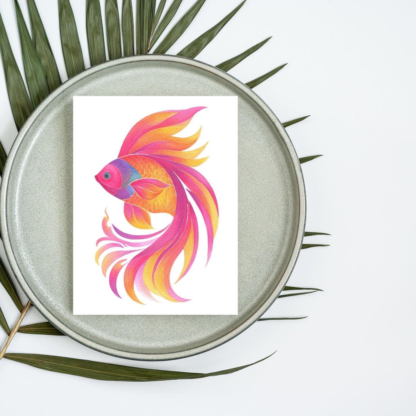 Vibrant Fish Greeting Card: Scandinavian Art Style, Thinking of You