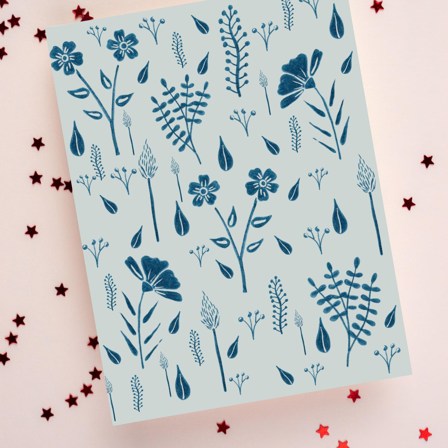 Blue Botanical Greeting Card