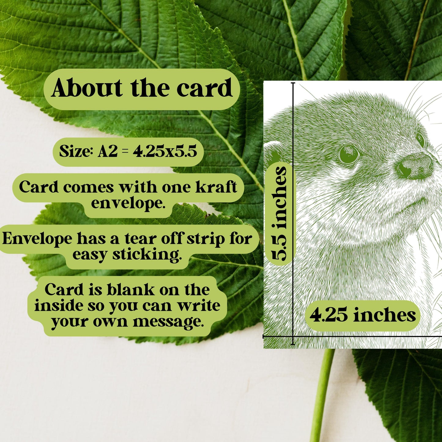 Cute Otter Linocut Style Greeting Card