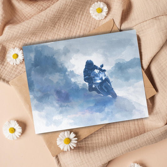 Motorcycle Rider Watercolor Design