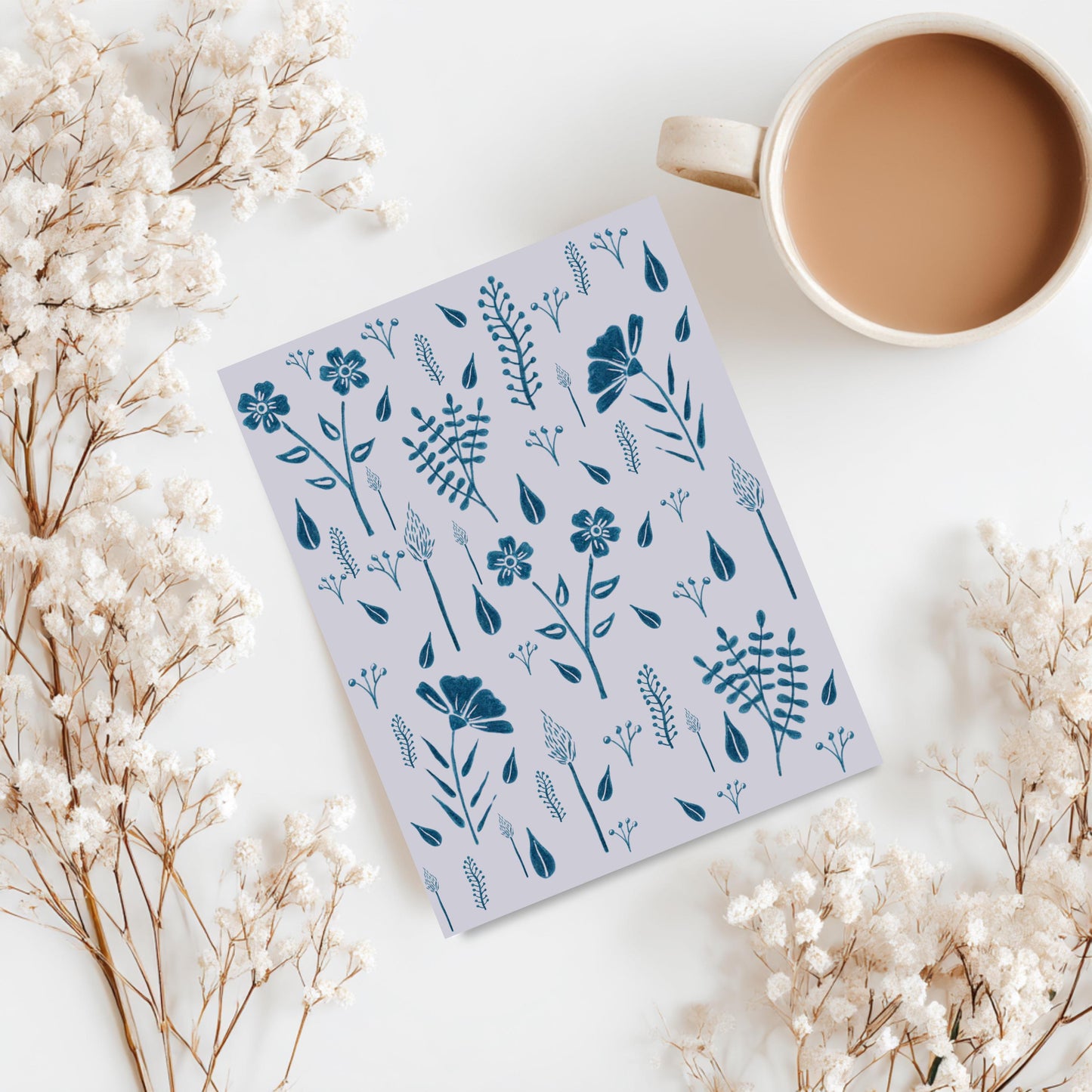 Blue Botanical Greeting Card