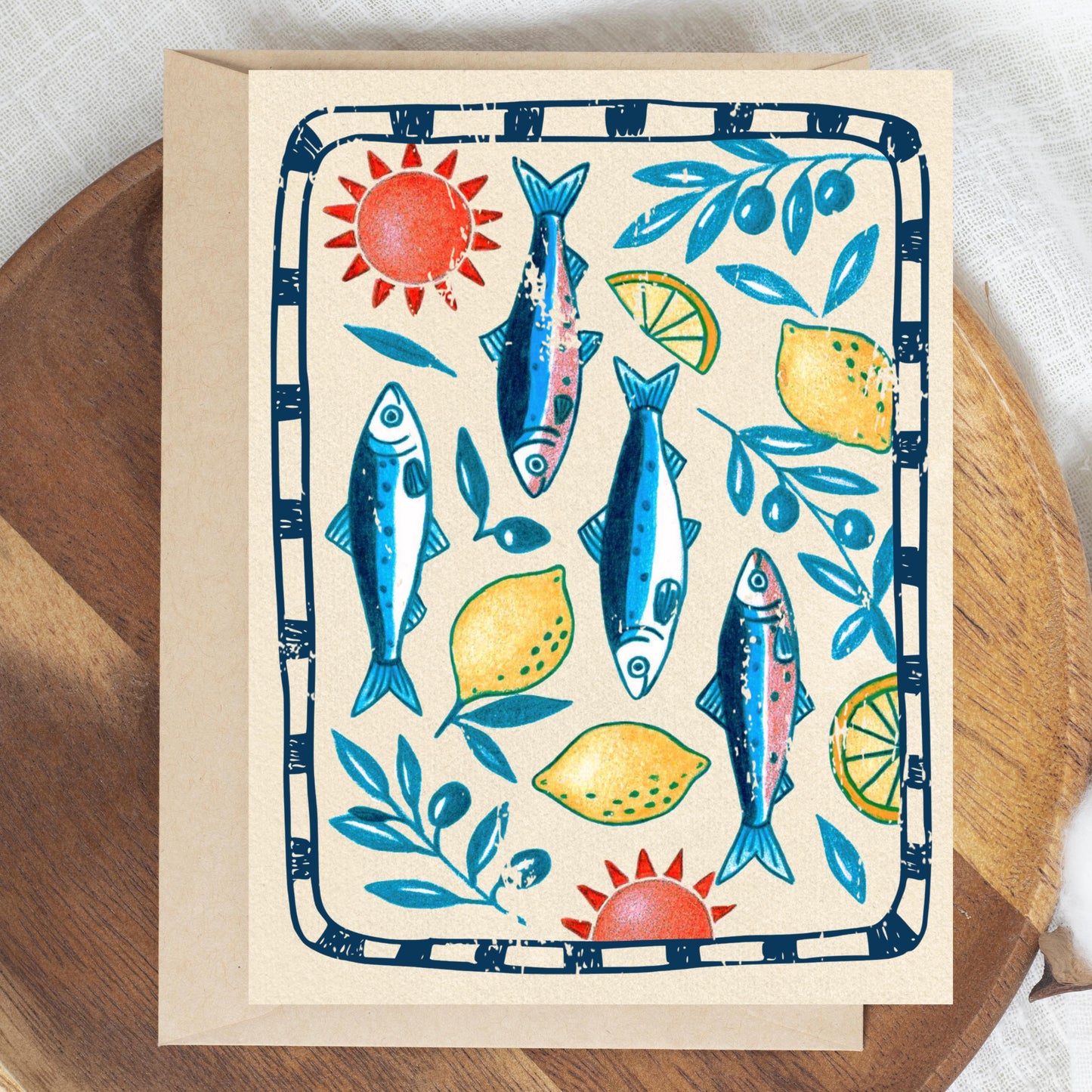Mediterranean Sardine & Lemon Greeting Card