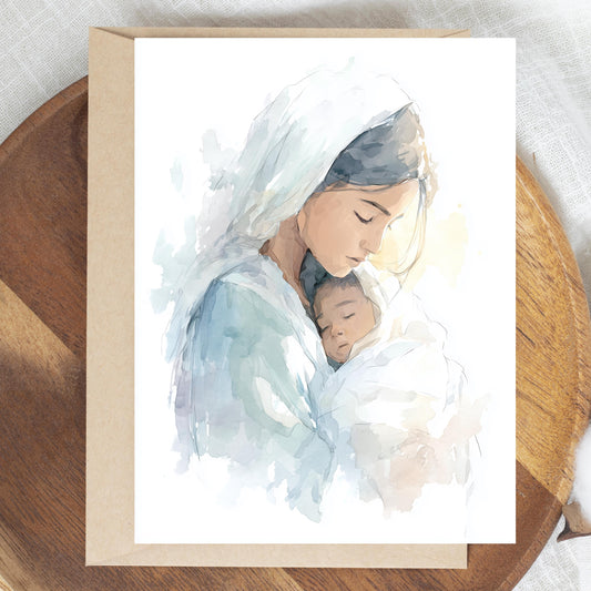 Christmas Nativity Greeting Card, Mary and Baby Jesus Card