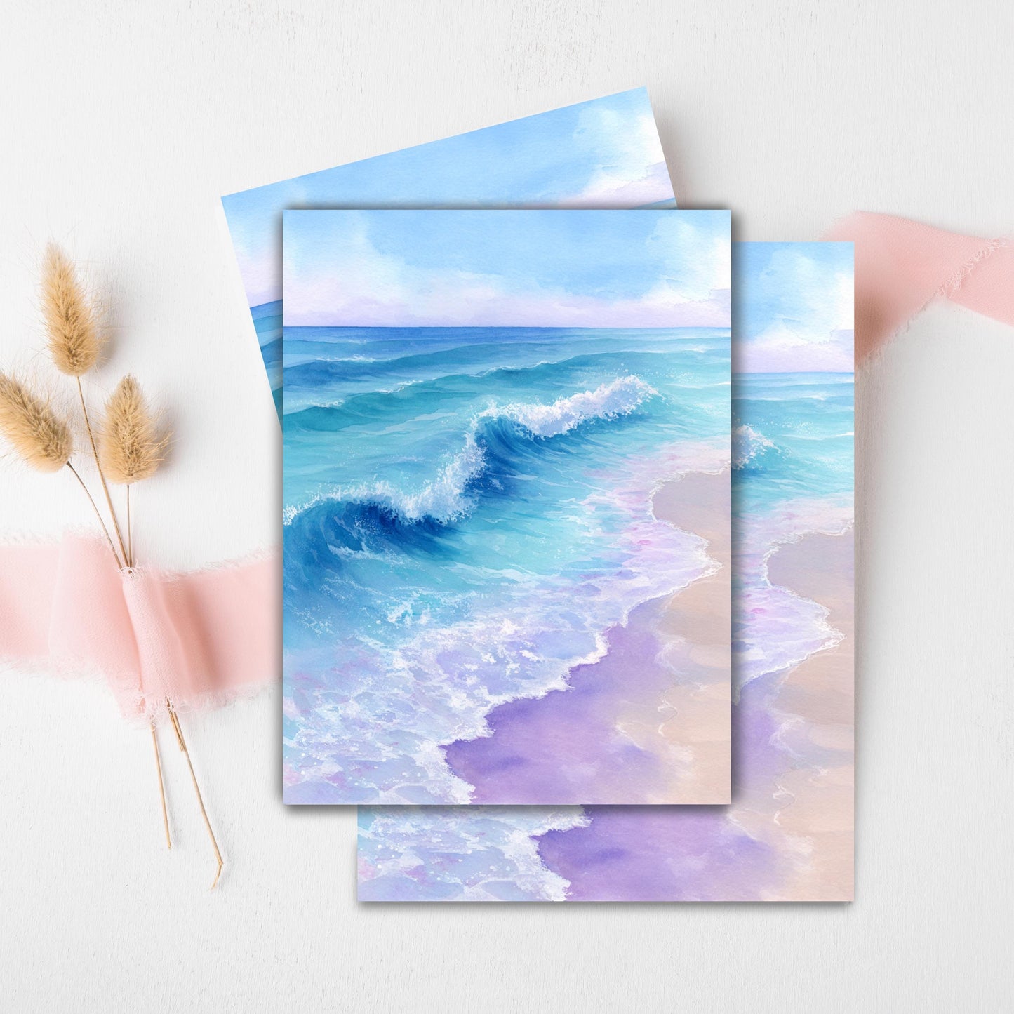 Calm Ocean Watercolor Card