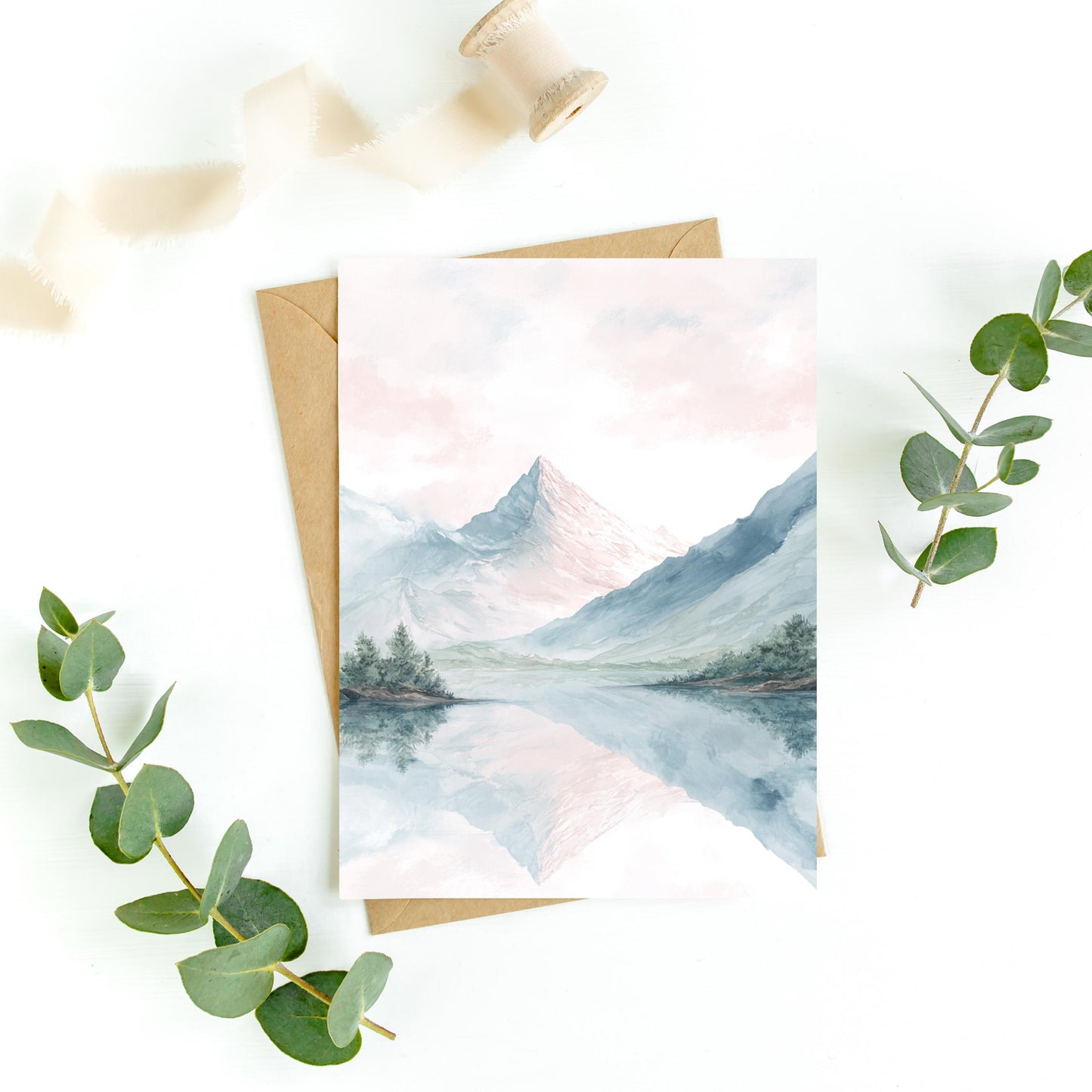Pastel Watercolor Mountain Greeting Card