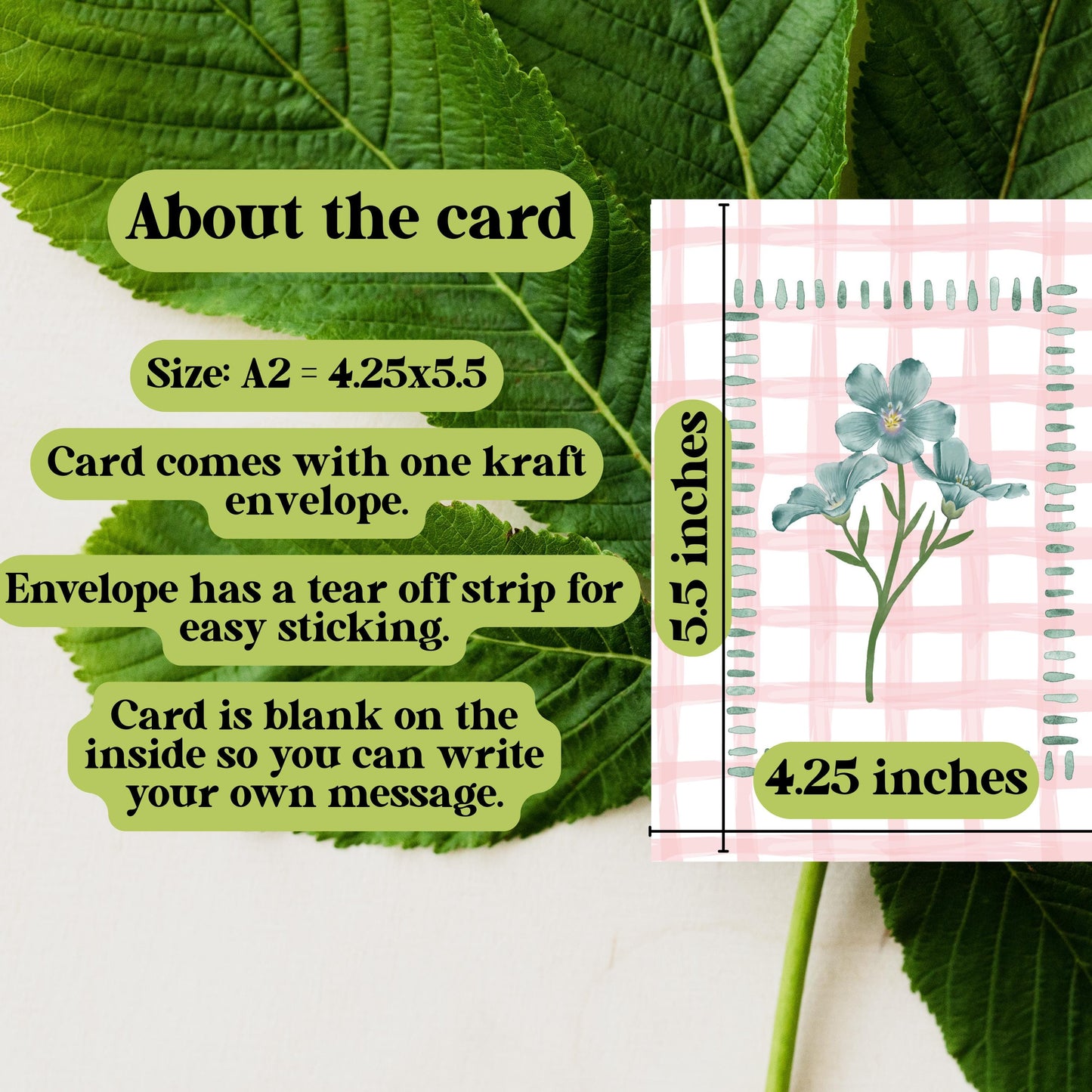 Pink Gingham Flower Card