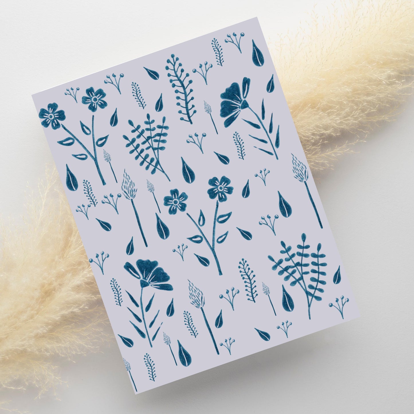 Blue Botanical Greeting Card