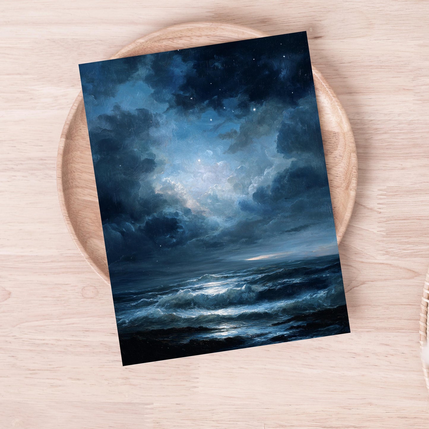 Moody Ocean Night Sky Greeting Card