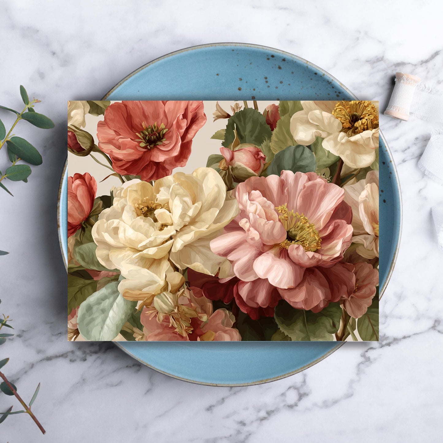 Painted Poppies & Roses Greeting Card