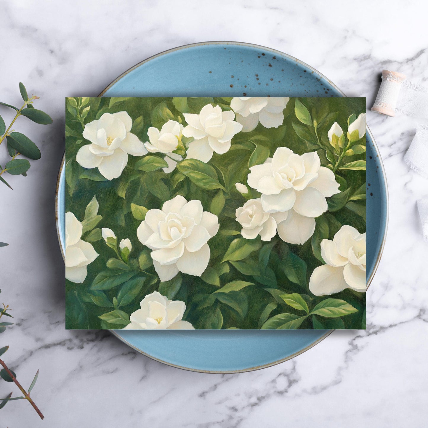 White Gardenia Floral Greeting Card