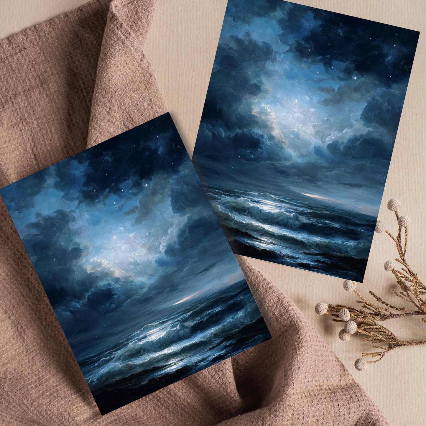 Moody Ocean Night Sky Greeting Card