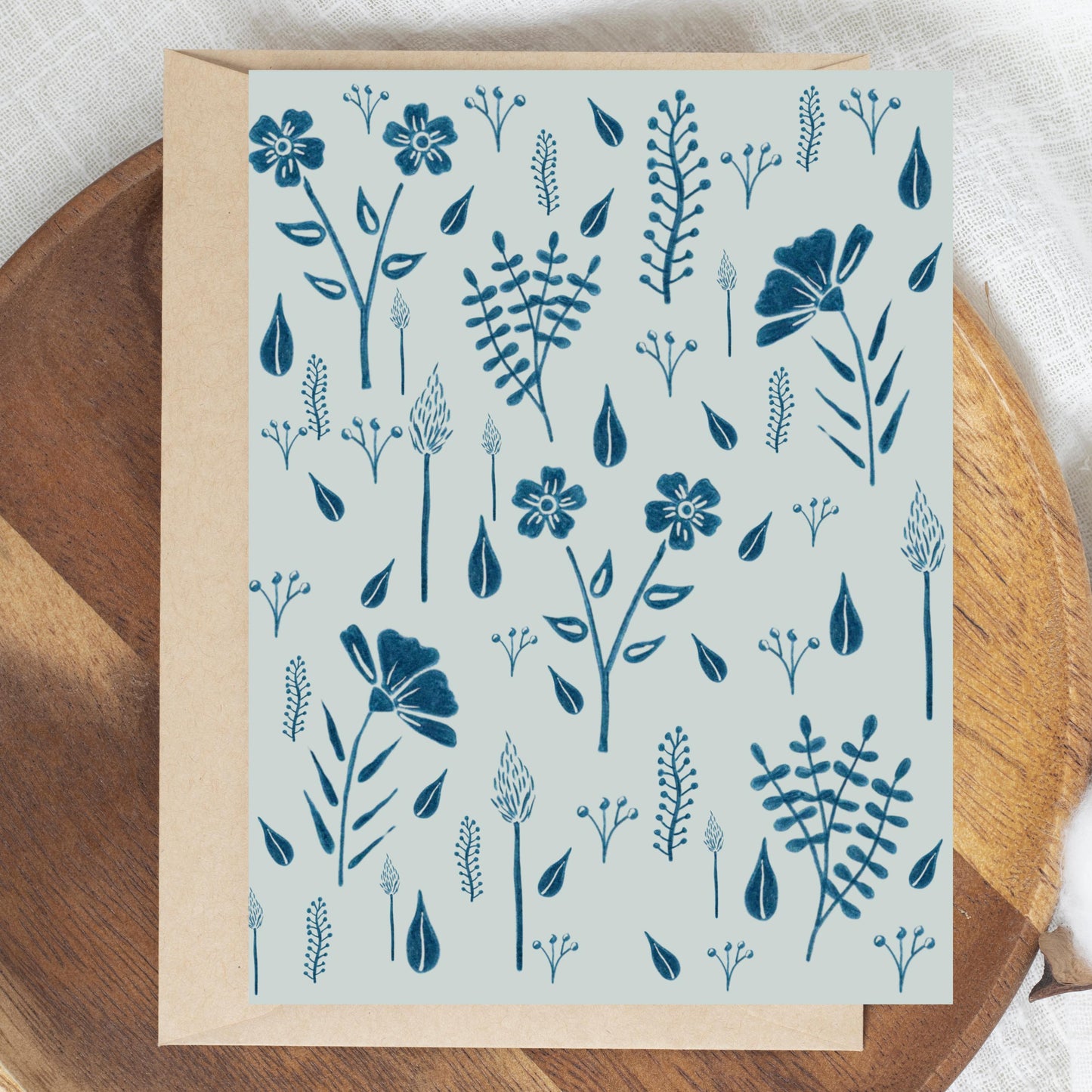 Blue Botanical Greeting Card