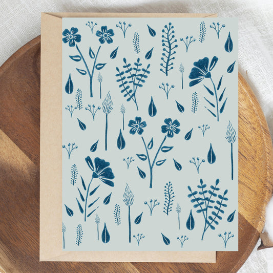 Blue Botanical Greeting Card