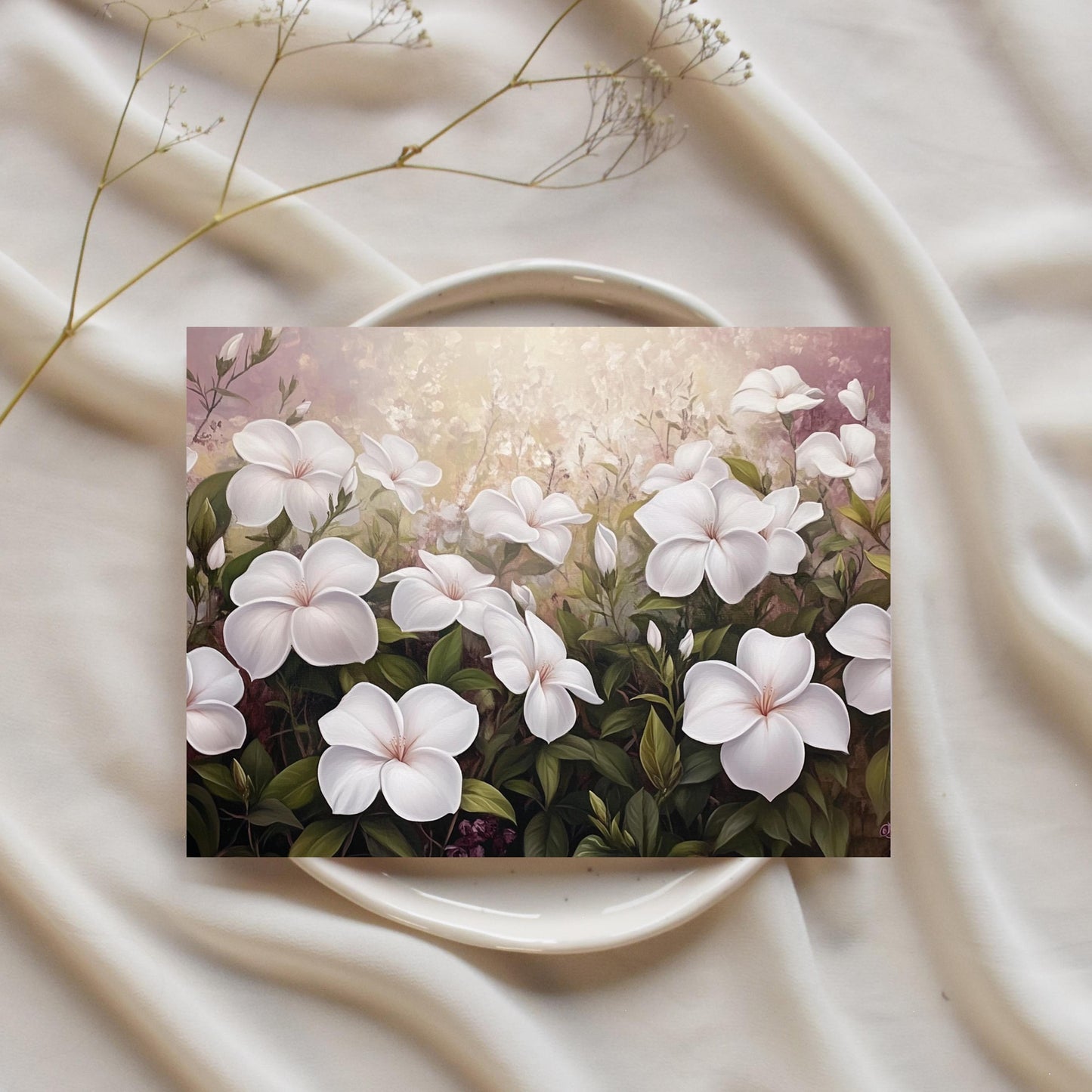 White Jasmine Floral Greeting Card