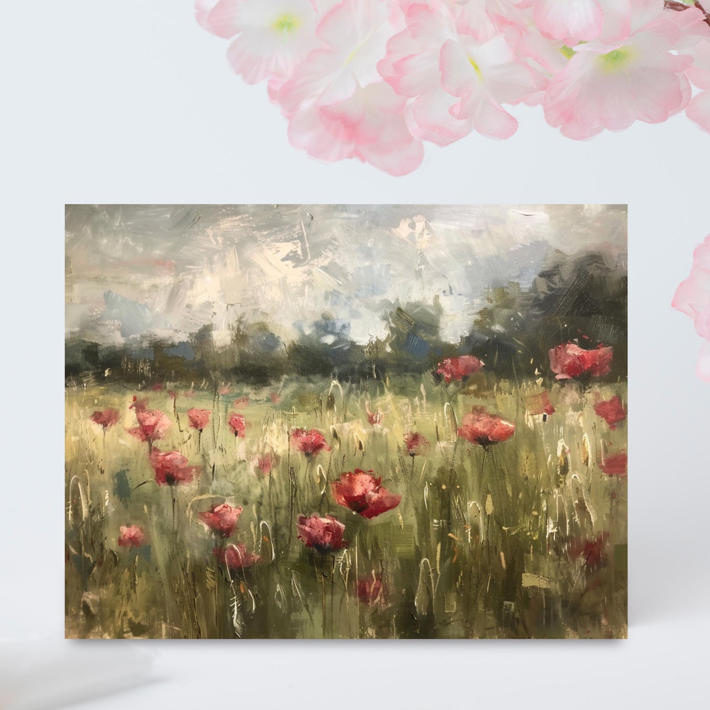 Impressionist Red Poppy Field Greeting Card