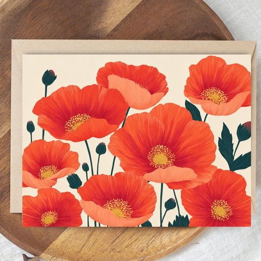 Red Poppy Flower Greeting Card