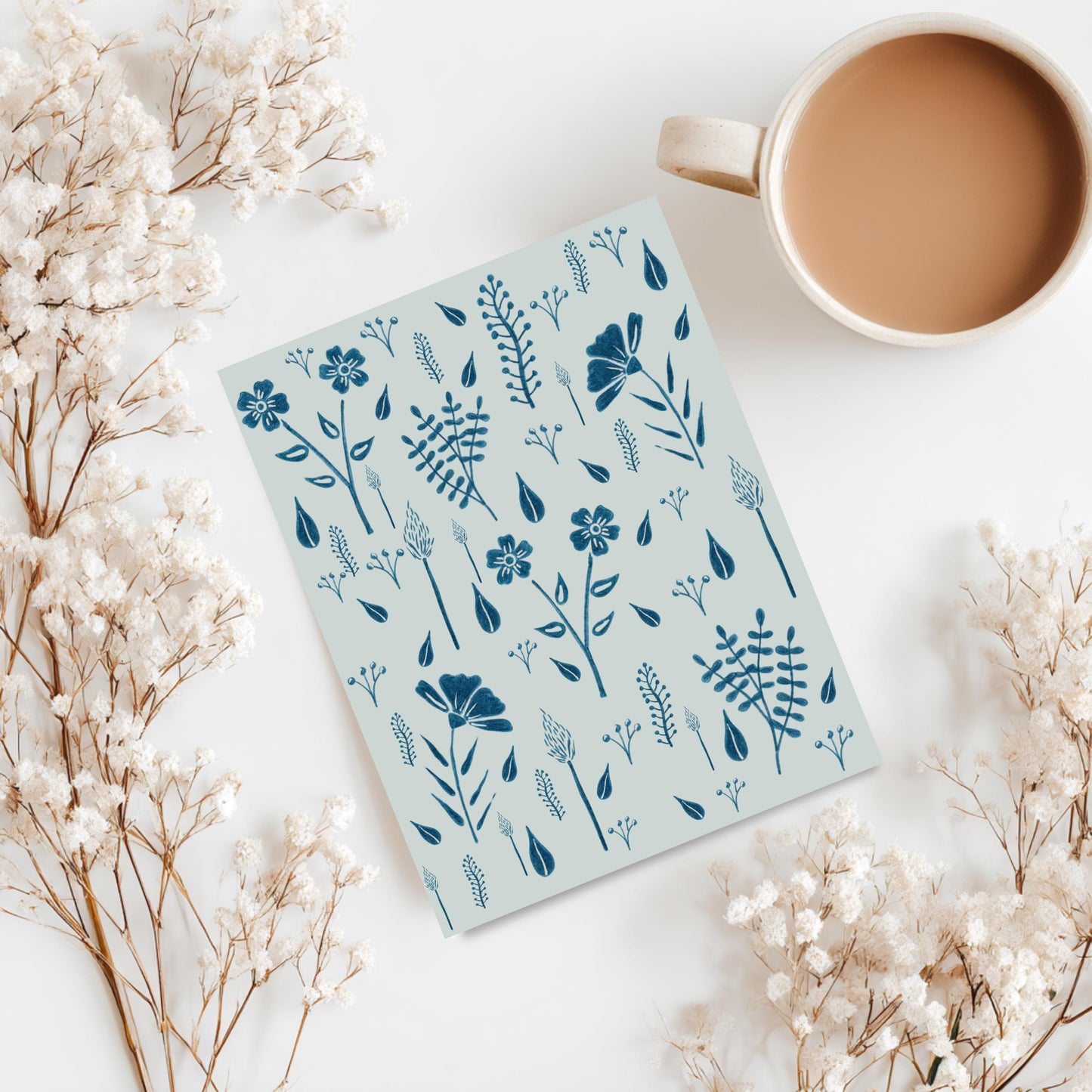 Blue Botanical Greeting Card