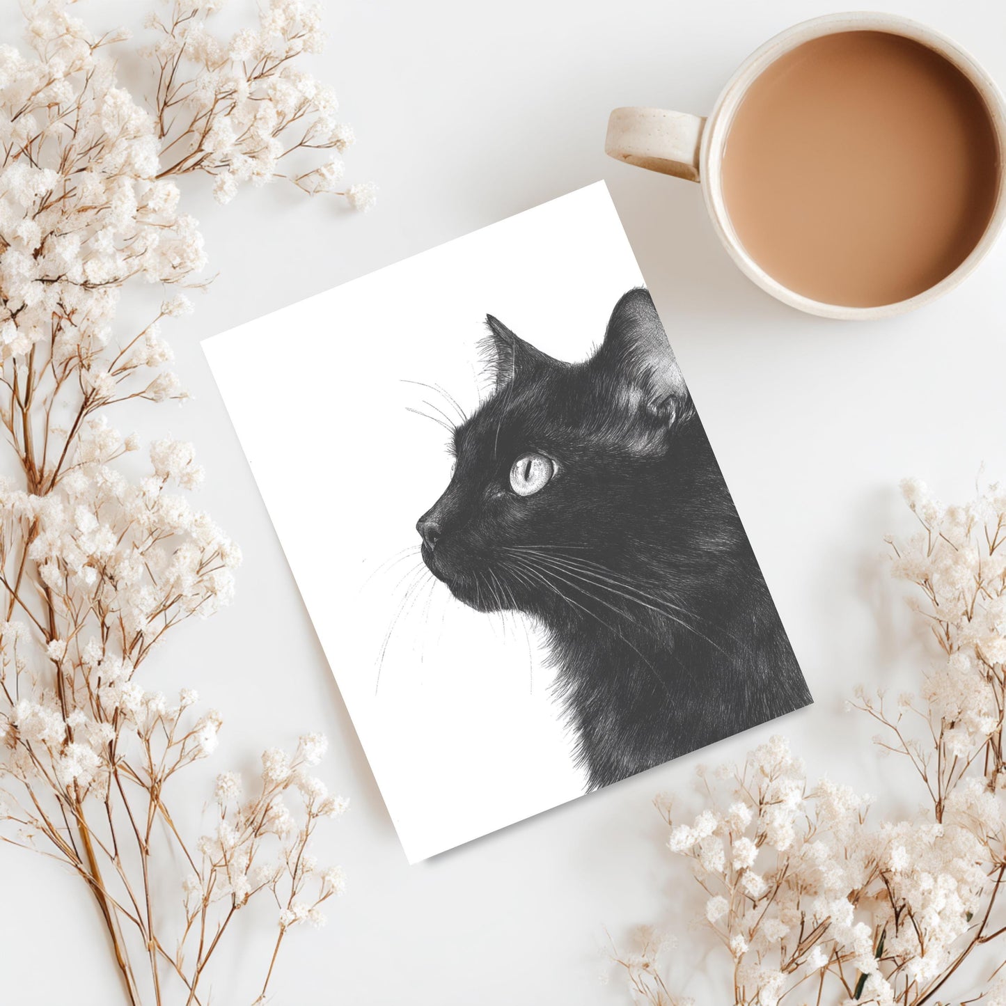 Black Cat Watercolor Greeting Card
