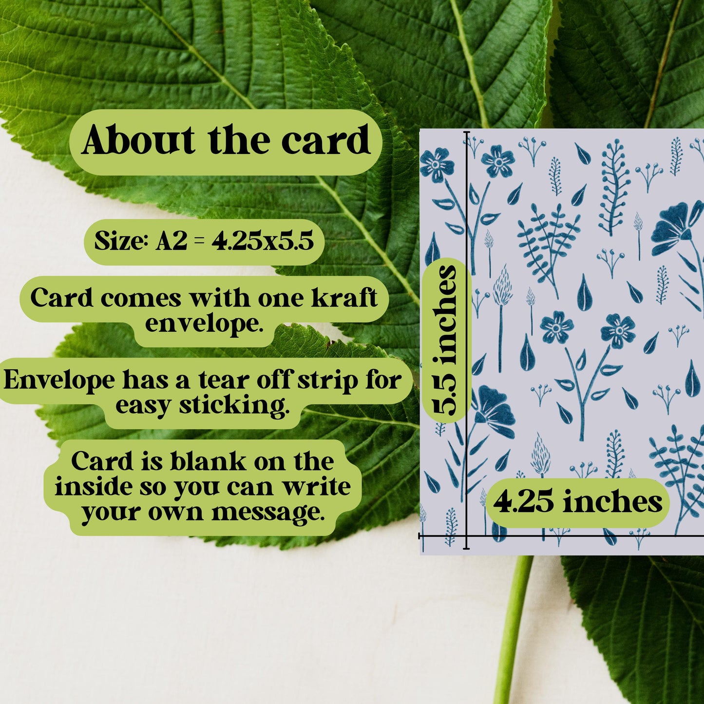 Blue Botanical Greeting Card