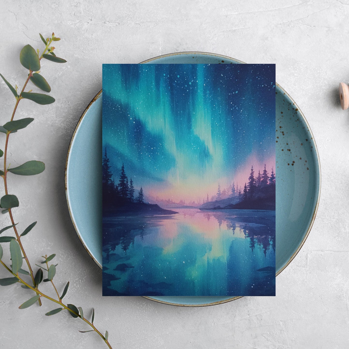 Aurora Borealis Watercolor Blank Card