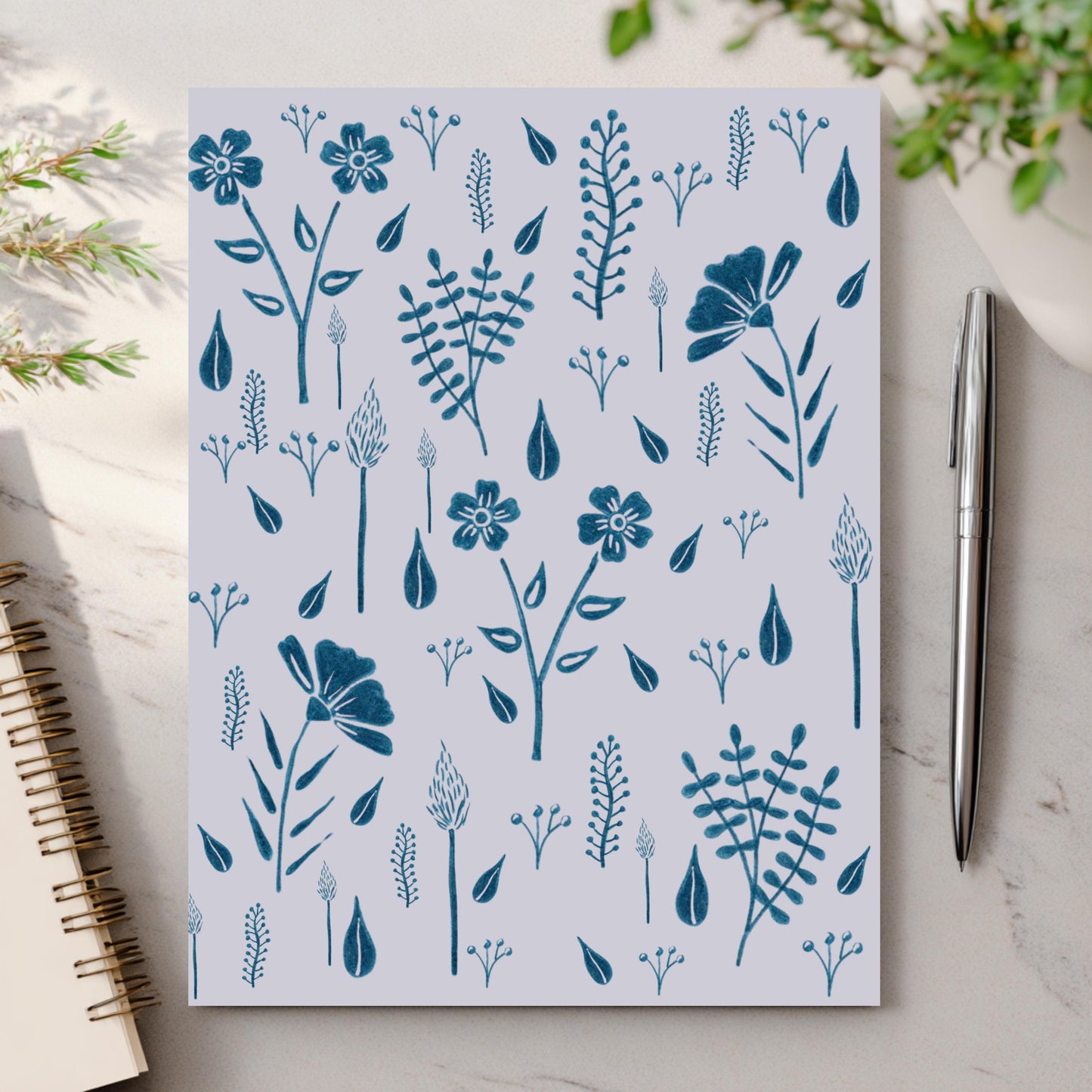 Blue Botanical Greeting Card