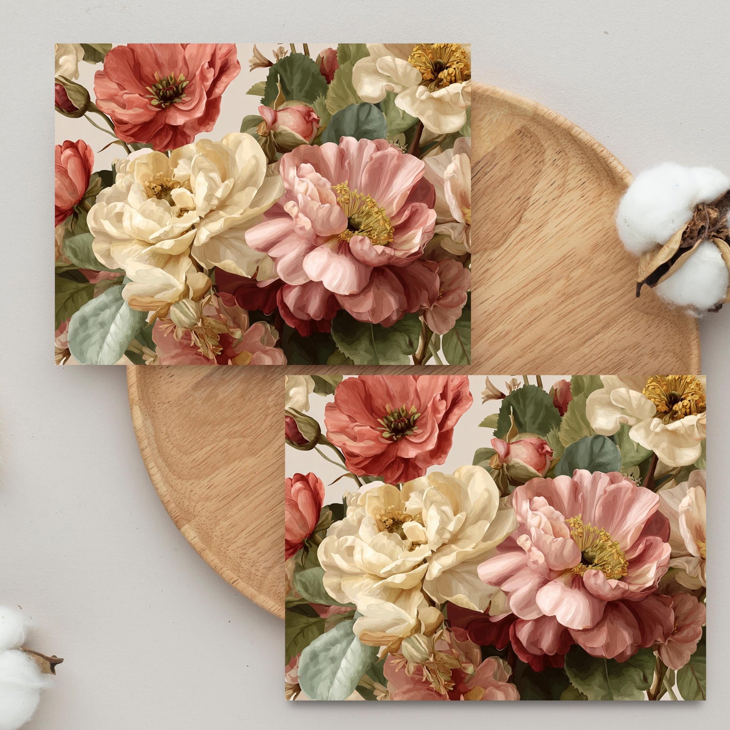 Painted Poppies & Roses Greeting Card