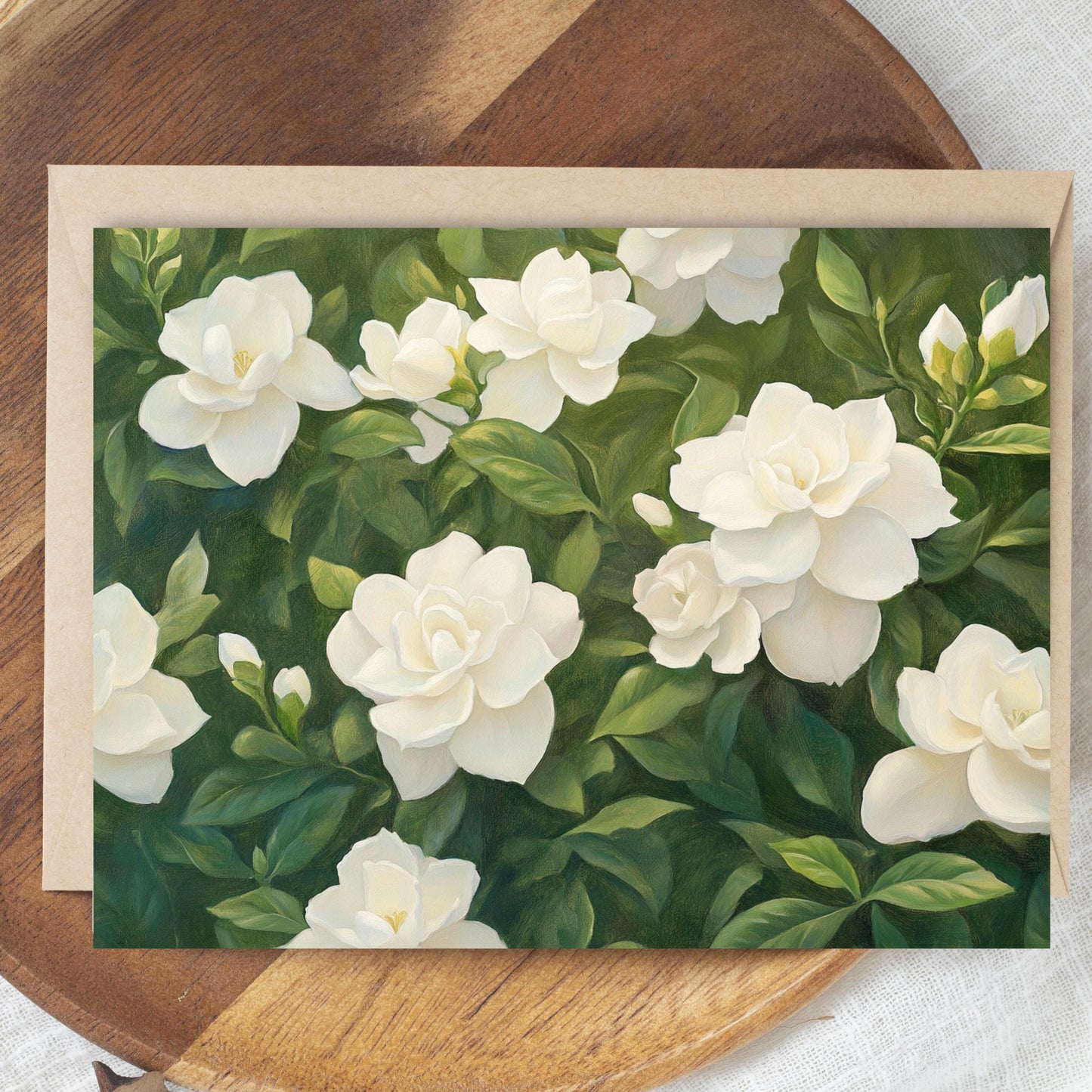 White Gardenia Floral Greeting Card