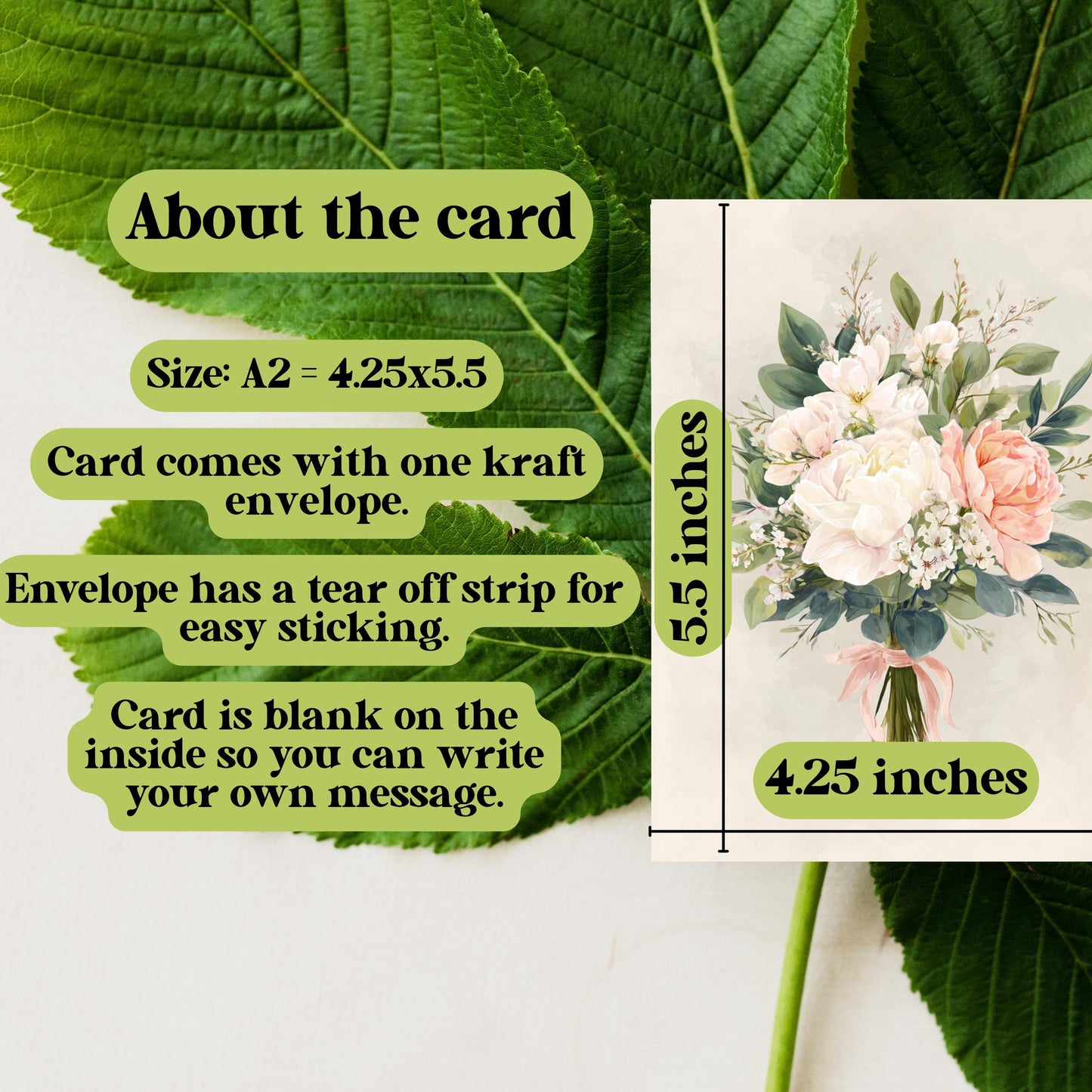 Handmade White Peony Floral Greeting Card