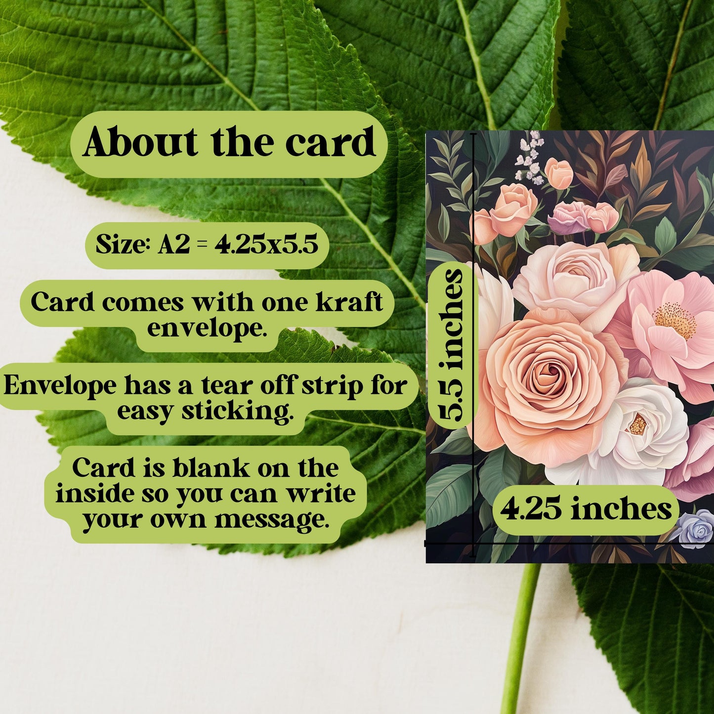 Dark Botanical Rose Greeting Card
